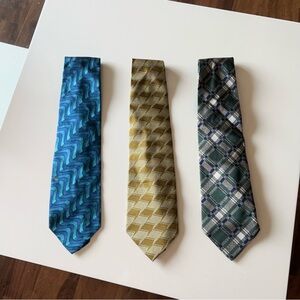 Elegant Men's Tie Set - Blue, Gold, and Green